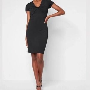 *NEW* Express Body Contour Tie Knot Front Sheath Black Dress